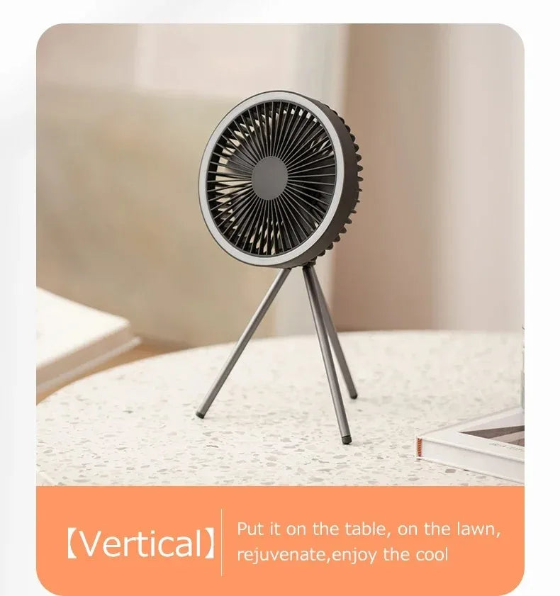 Cross Border Tripod Outdoor Fan Portable Camping Tent Small Ceiling Fan Light Wireless USB Rechargeable Camping Fan