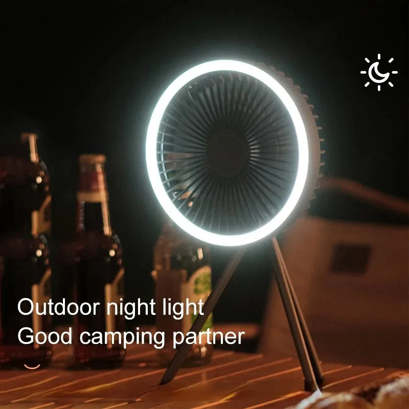 Cross Border Tripod Outdoor Fan Portable Camping Tent Small Ceiling Fan Light Wireless USB Rechargeable Camping Fan