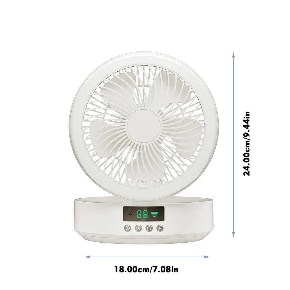 Fan With Remote Control Portable Wall-Hanging Rechargeable Usb Electric Folding Fan Nightlight Air Cooler Household