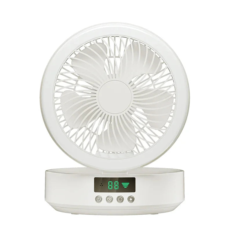 Fan With Remote Control Portable Wall-Hanging Rechargeable Usb Electric Folding Fan Nightlight Air Cooler Household