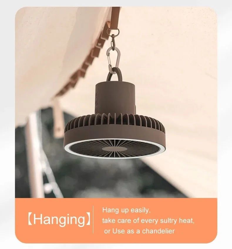 Cross Border Tripod Outdoor Fan Portable Camping Tent Small Ceiling Fan Light Wireless USB Rechargeable Camping Fan