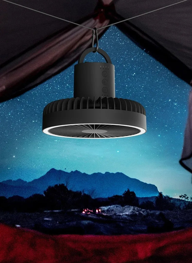 Cross Border Tripod Outdoor Fan Portable Camping Tent Small Ceiling Fan Light Wireless USB Rechargeable Camping Fan