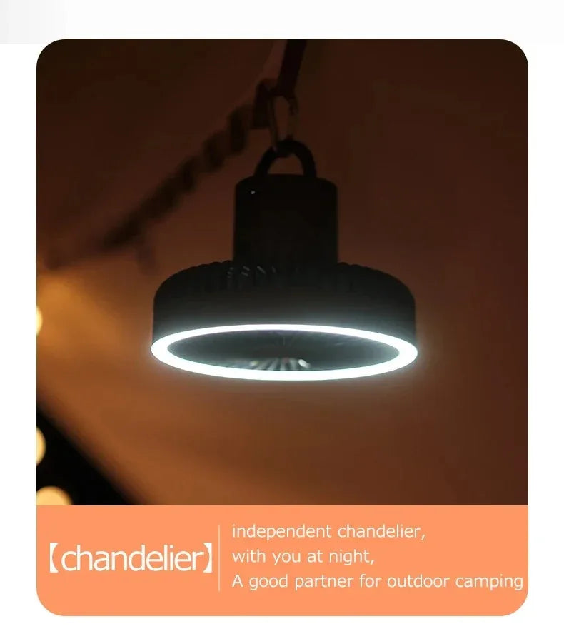 Cross Border Tripod Outdoor Fan Portable Camping Tent Small Ceiling Fan Light Wireless USB Rechargeable Camping Fan