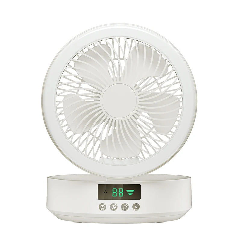 Fan With Remote Control Portable Wall-Hanging Rechargeable Usb Electric Folding Fan Nightlight Air Cooler Household