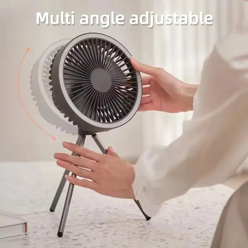 Cross Border Tripod Outdoor Fan Portable Camping Tent Small Ceiling Fan Light Wireless USB Rechargeable Camping Fan
