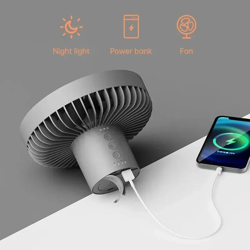 Cross Border Tripod Outdoor Fan Portable Camping Tent Small Ceiling Fan Light Wireless USB Rechargeable Camping Fan