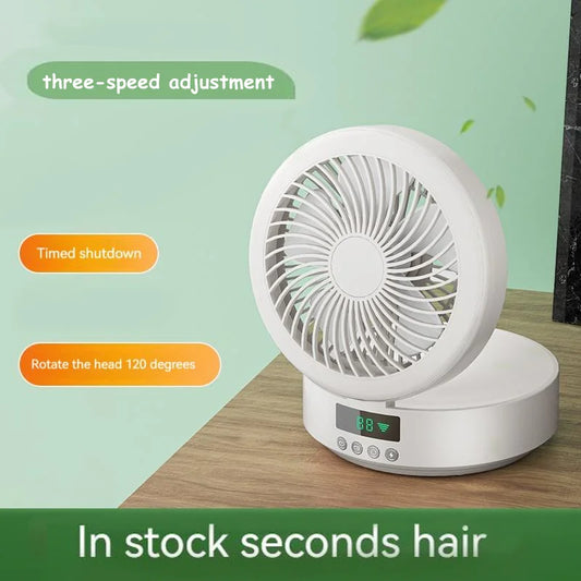 Fan With Remote Control Portable Wall-Hanging Rechargeable Usb Electric Folding Fan Nightlight Air Cooler Household
