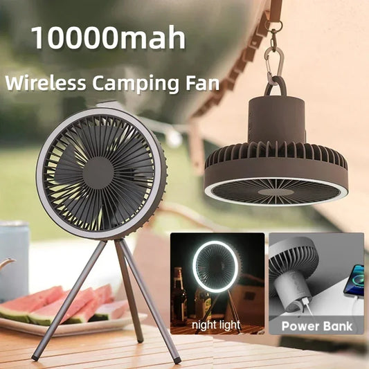 Cross Border Tripod Outdoor Fan Portable Camping Tent Small Ceiling Fan Light Wireless USB Rechargeable Camping Fan